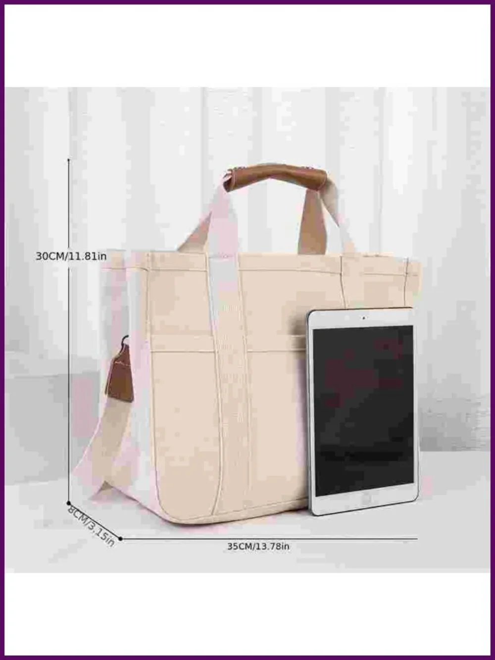 Multi Pocket Shoulder Bag Tote with Compartments - Picture 4 of 8
